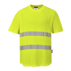 Portwest Hi-Vis Cotton Comfort Mesh Insert T-Shirt S/S . Size/Fit  XL/R, Yellow. Style C394