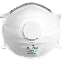 Portwest FFP3 Valved Dolomite Light Cup Respirator (Pk10). Size/Fit  /R, White. Style P304