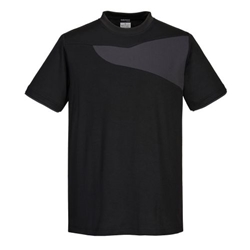 Portwest PW2 Cotton Comfort T-Shirt S/S. Size/Fit  XL/R, Black/Zoom Grey. Style PW211