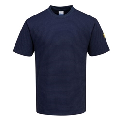 Portwest Anti-Static ESD T-Shirt S/S. Size/Fit  L/R, Navy. Style AS20