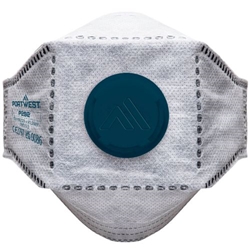 Portwest EAGLE FFP2 Valved Carbon Fold Flat Respirator (Pk10). Size/Fit  /R, White. Style P292