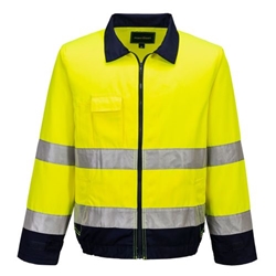 Portwest Madrid Hi-Vis Contrast Bomber Jacket . Size/Fit  XXL/R, Yellow/Navy. Style TX70