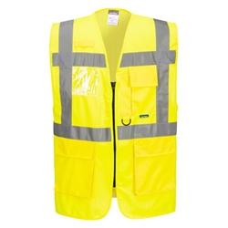 Portwest Berlin Hi-Vis Executive Vest . Size/Fit  M/R, Yellow. Style S476