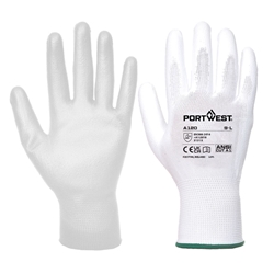Portwest Grip 13 PU Palm Glove. Size/Fit  L/R, White. Style A120