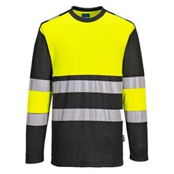 Portwest PW3 Hi-Vis Cotton Comfort Class 1 T-Shirt L/S . Size/Fit  XXXL/R, Yellow/Black. Style PW312