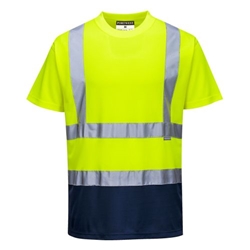 Portwest Hi-Vis Contrast T-Shirt S/S . Size/Fit  XL/R, Yellow/Navy. Style S378