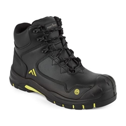Portwest Composite Action Leather Mid Boot S3S ESD HRO SR SC FO. Size/Fit  38/Y, Black/Yellow. Style FC18