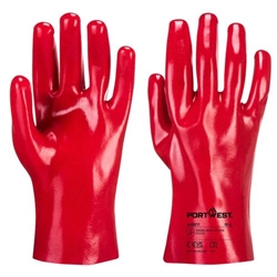 Portwest Grip 12 PVC Gauntlet 27cm. Size/Fit  XL/R, Red. Style A427