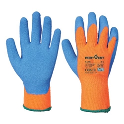 Portwest Cold 7 Latex Crinkle Glove. Size/Fit  XL/L, Orange/Blue. Style A145