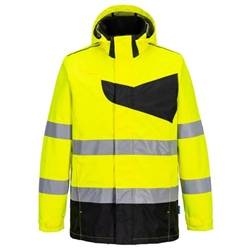 Portwest PW2 Hi-Vis Rain Jacket. Size/Fit  S/R, Yellow/Black. Style PW265
