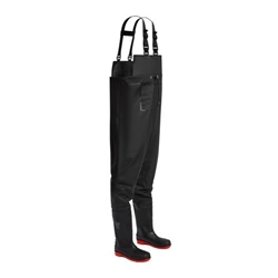 Portwest Steel PVC Chest Wader S5 FO . Size/Fit  46/R, Black. Style FW74