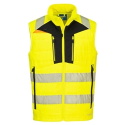 Portwest DX4 Hi-Vis Hybrid Baffle Bodywarmer. Size/Fit  4XL/R, Yellow/Black. Style DX479