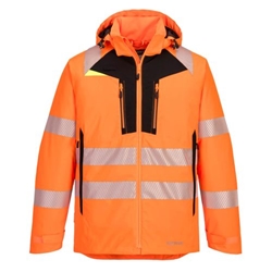 Portwest DX4 Hi-Vis Winter Jacket. Size/Fit  4XL/R, Orange/Black. Style DX461