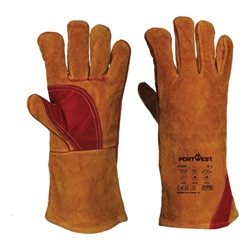 Portwest Welders 330 Split Leather Reinforced Palm Gauntlet. Size/Fit  XXXL/R, Brown. Style A530
