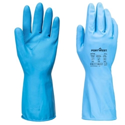 Portwest FD Chemical B Latex Light Gauntlet. Size/Fit  M/U, Blue. Style AP76
