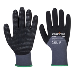 Portwest Grip 15 Nitrile Sandy 3/4 Palm Dotted Glove. Size/Fit  L/R, Grey/Black. Style A353