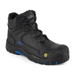 Portwest Composite Action Leather Mid Boot S3S ESD HRO SR SC FO. Size/Fit  36/B, Black/Blue. Style FC18