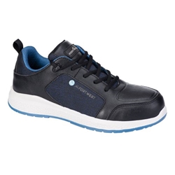 Portwest Eco Composite Trainer S3S SR FO. Size/Fit  46/B, Black/Blue. Style FC07