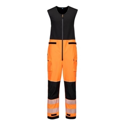 Portwest PW3 Hi-Vis Rain Salopettes (3L). Size/Fit  L/R, Orange/Black. Style T150