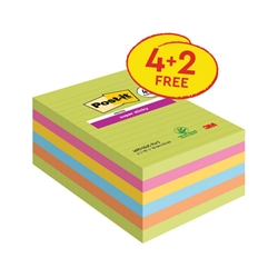 Post-it Notes Super Sticky XXL 101 x 152mm Ultra Colours VALUE PACK 4 + 2 FREE (Pack of 6) 4690-SSUC x3 + FREE Contigo Travel Mug