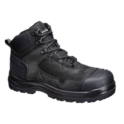 Portwest Composite Nubuck Leather Mid Boot S3S HRO SR FO SC LG. Size/Fit  39/R, Black. Style FD04