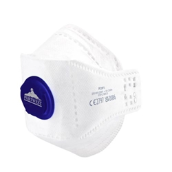 Portwest EAGLE FFP2 Valved Dolomite Fold Flat Respirator (Pk10). Size/Fit  /R, White. Style P291