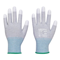 Portwest MR13 ESD PU Fingertip Glove. Size/Fit  S/R, Grey/White. Style A698
