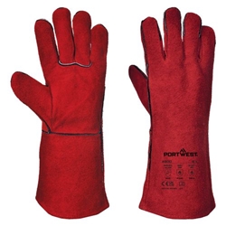 Portwest Welders 210 Split Leather Red Gauntlet. Size/Fit  XL/R, Red. Style A500