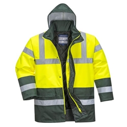 Portwest Hi-Vis Contrast Winter Traffic Jacket . Size/Fit  XXXL/R, Yellow/Green. Style S466
