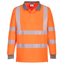 Portwest Eco Hi-Vis Polo Shirt L/S (6 Pack) . Size/Fit  M/R, Orange. Style EC11