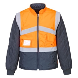 Portwest Hi-Vis Breathable 2-in-1 Contrast Reversible Jacket . Size/Fit  XXL/R, Orange/Navy. Style S769