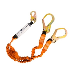 Portwest Double 140kg 1.8m Lanyard with Shock Absorber. Size/Fit  /R, Black/Orange. Style FP75
