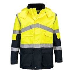 Portwest Hi-Vis Breathable Contrast Rain Jacket. Size/Fit  4XL/R, Yellow/Navy. Style S760