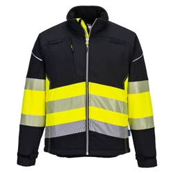Portwest PW3 Hi-Vis Class 1 Softshell (3L). Size/Fit  XS/Y, Black/Yellow. Style PW375