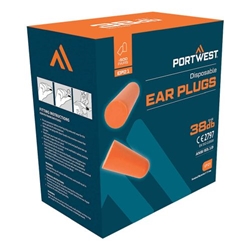 Portwest Ear Plug Dispenser Refill Pack (500 Pairs) . Size/Fit  /R, Orange. Style EP21