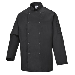 Portwest Chef's Suffolk Jacket L/S. Size/Fit  XL/R, Black. Style C833