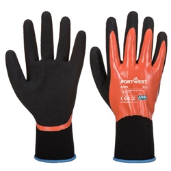 Portwest Grip 13 Nitrile Foam Aqua Glove . Size/Fit  L/R, Orange/Black. Style AP30