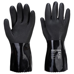 Portwest ESD PVC Chemical Gauntlet. Size/Fit  S/R, Black. Style A882