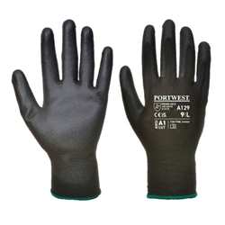 Portwest PU Palm Glove - Carton (480 Pairs). Size/Fit  XS/R, Black. Style A129