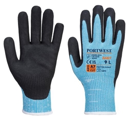 Portwest Claymore Cut F13 Nitrile Glove. Size/Fit  XL/R, Blue/Black. Style A667