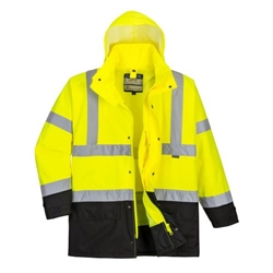 Portwest Hi-Vis 5-in-1 Contrast Executive Jacket . Size/Fit  M/R, Yellow/Black. Style S768