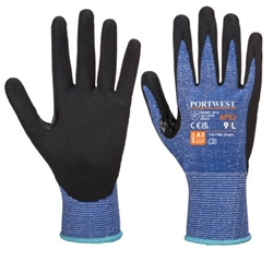 Portwest Cut C13 Dexti Ultra Nitrile Glove. Size/Fit  L/R, Blue/Black. Style AP52