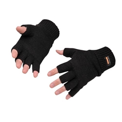 Portwest Insulated Fingerless Knit Glove. Size/Fit  /R, Black. Style GL14