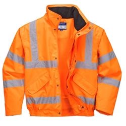 Portwest Hi-Vis Breathable Rain Bomber Jacket . Size/Fit  XXL/R, Orange. Style RT62