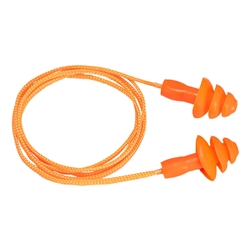 Portwest Reusable Corded TPR Ear Plugs (50 Pairs). Size/Fit  /R, Orange. Style EP04