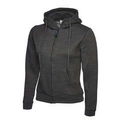 Uneek UC505 Ladies Classic Full Zip Hooded Sweatshirt Charcoal Medium