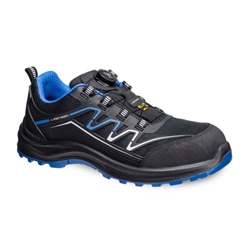 Portwest Composite KPU and Mesh Trainer S1PS ESD SR FO. Size/Fit  48/B, Black/Blue. Style FT32