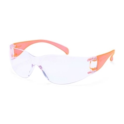 Portwest Wrap Around Safety Glasses. Size/Fit  /H, Clear/Orange Hi-Vis. Style PW32