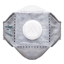 Portwest EAGLE FFP3 Valved Carbon Fold Flat Respirator (Pk10). Size/Fit  /R, White. Style P392