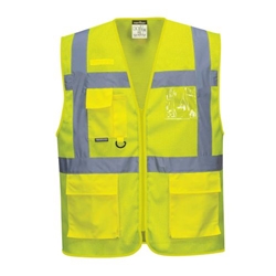 Portwest Athens Hi-Vis Mesh Executive Vest . Size/Fit  S/R, Yellow. Style C376